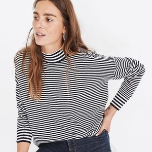 Madewell Stripe-Mix Ashbury Mockneck Sweater, Size Small